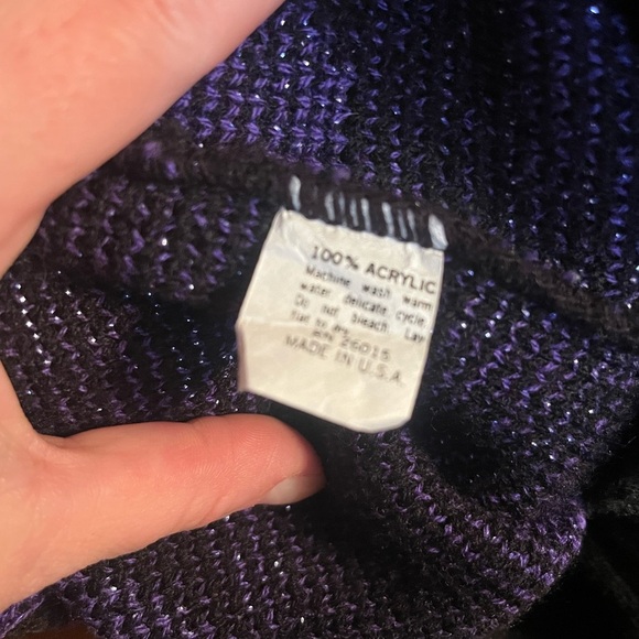 Black and purple polka dots vintage 80’s helen sue sweater size 8 small med - Picture 4 of 5